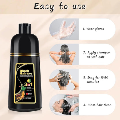 Hair Dye Shampoo  شامبو صبغة الشعر الأسود 3 في 1
